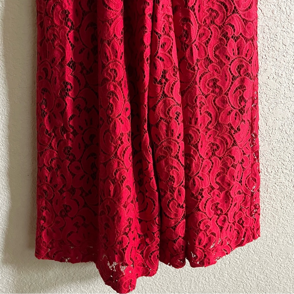 Anthropologie Moulinette Soeurs Sz 4 Jaeda Wide Leg Red Lace Jumpsuit Valentine - Picture 10 of 12